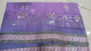 New Net Purple 💜💜 Embroidery Saree
