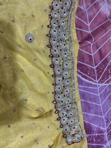 Yellow Embellished Saree