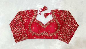 Hot Pink Embroidered Sari Blouse