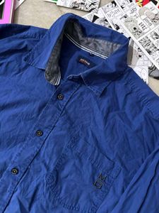 Vintage Blue Long Sleeve Button-Down Shirt