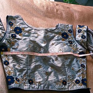 🛍️Blue &amp; Grey Embroidered Lehenga Choli⭐⭐