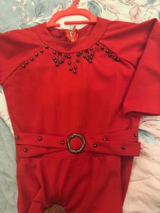 Red Dress with Embellishments