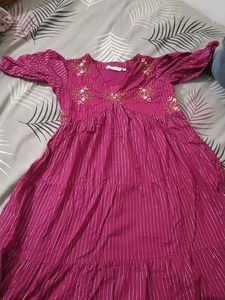 Pink Striped Tiered Dress