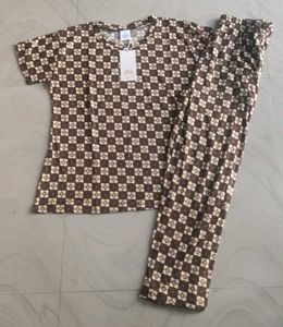 Brown Checkered Pajama Set