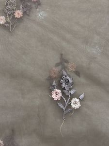 Mauve Colored Embroidered Net Fabric