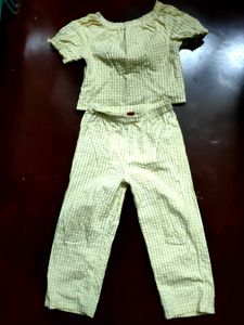 Girls' Yellow Checkered Outfit