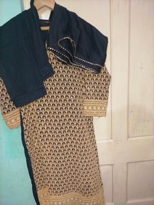 Golden Chikon Kari Kurta Set