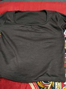 solid brown long-sleeved top