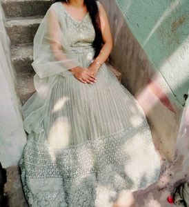 Elegant Mint Green Embellished Lehenga