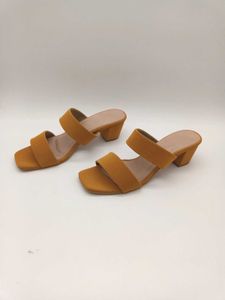 Mustard Yellow Vegan Leather Block Heels 2 Inches.