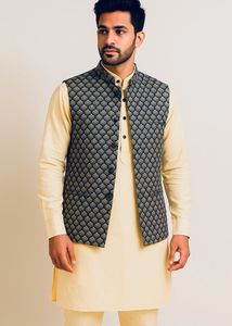 Premium 3 Pcs Mehendi/Haldi Men Kurta Jacket Pant