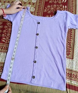 Lilac Button-Down Ribbed Top