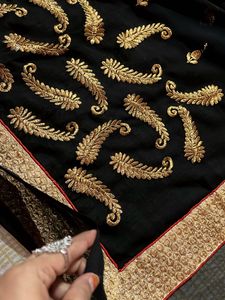 Elegant Black &amp; Gold Embroidered Saree