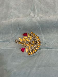 skyblue chiffon gotta patti hand worked with blous