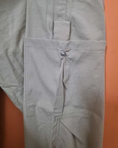 Beige Silky Fit Cargo Pant