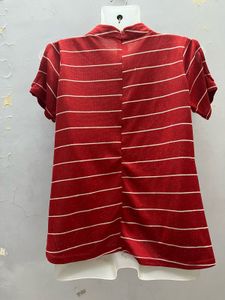 Red Designer Slight Glitter Top