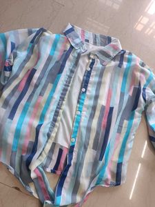 Striped Tie-Front Shirt