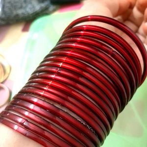 Glass Bangles Dark Red Colour