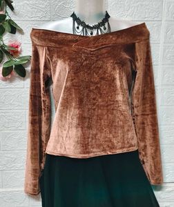 Size Small 🎁Buy 2 Get 1 Free 🎁Brown Velvet Top