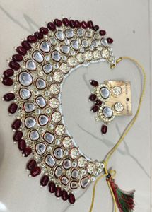 Maroon Kundan Necklace Set