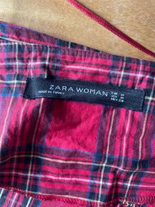 Zara Red Plaid Mini Skirt