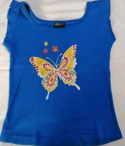 A Blue Cut Sleeves T-shirt