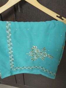 Sea Green Saree With Blouse