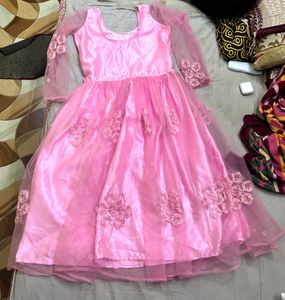 Baby Pink Colour🩷🤍 Barbie Long Dress 👗with Full