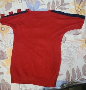 Red Cut-Out Shoulder Top