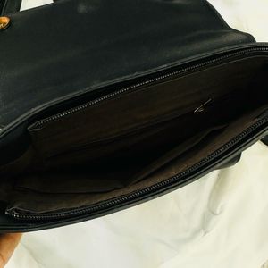 Black Woven Flap Crossbody Bag