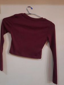 Burgundy Cutout Long Sleeve Top