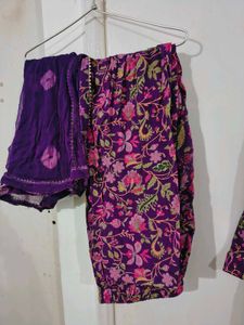 Purple Floral Print Kurta Set