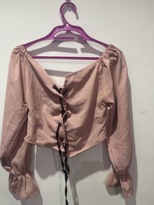 Cute Pink Tie-Up Crop Top