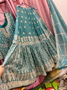 Teal Embroidered Lehenga Choli
