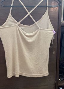 Cute Beige Sparkly Tank Top
