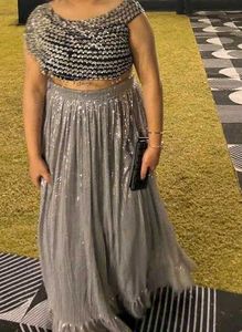 Silver Embellished Lehenga Choli Set