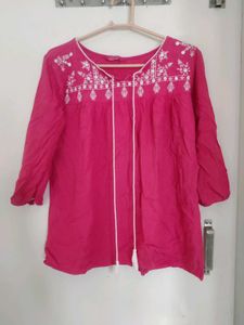 Pink Embroidered Tunic Top
