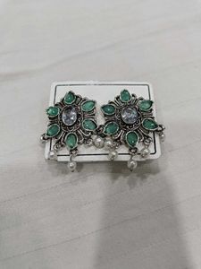Green Floral Earrings