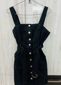 Black Denim Button-Up Dress