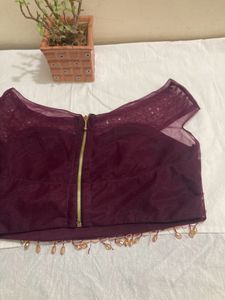 Girlish Partwear Ready To Wear Wine Saree