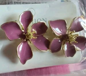 Pink Flower Statement Earrings