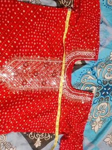 Red Embroidered Kurta Set