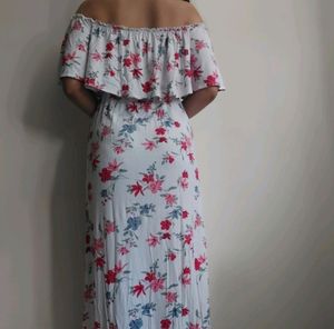 Off Shoulder Slit Dress