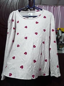 H&M Night suit,Heart Print Long Sleeve With Short