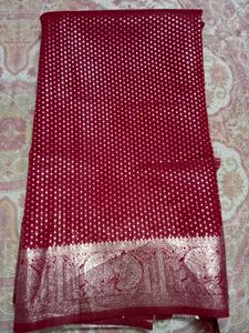 cherry Red Silk Saree