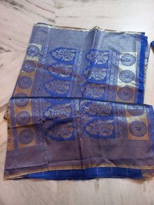 New Royal Blue Silk Saree + Blouse