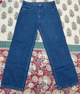 Blue Denim Straight Leg Jeans