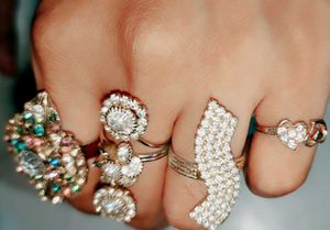 5 Combo Rhinestone Ring Set
