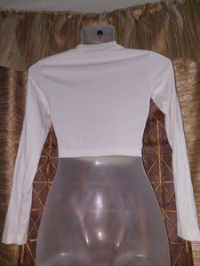 White Cutout Long Sleeve Top