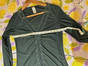 Beautiful Green Lace Trim Top